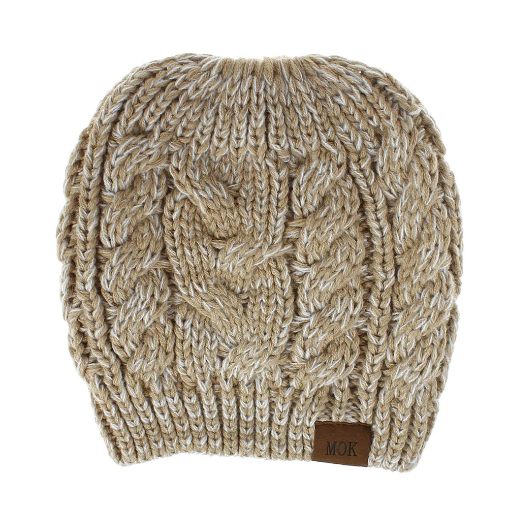 Зима женский хвостик грязная шапка Beanie Шапка мягкая вязаная теплая Осенняя уличная Спортивная повседневная шапка куполообразная вязаный головной убор