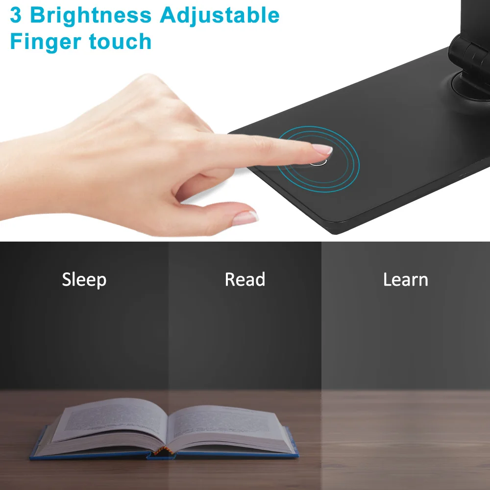  Dimmable Desk Reading Light Foldable Rotatable Touch Switch Eye Protect LED Table Lamp DC5V USB Cha