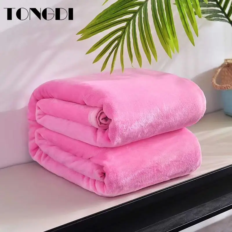 TONGDI плотный мягкий теплый светильник Флисовое одеяло с ворсом однотонное зимнее