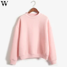 Womail свитшоты женские повседневные с длинным рукавом плюс бархат осень o-образным вырезом сплошной цвет Водолазка женская Толстовка Sudadera S-XXL