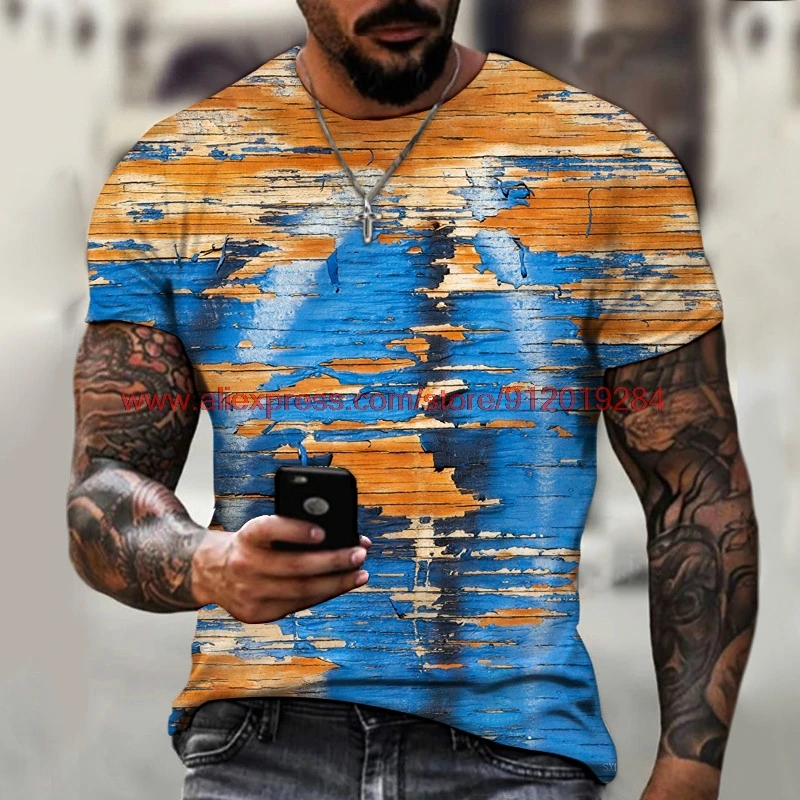 Mens T-Shirt Oversized Vintage Short Sleeve Summer New Tshirts Fashion Harajuku Ethnic Letters Print T Shirts Men Street T-Shirt