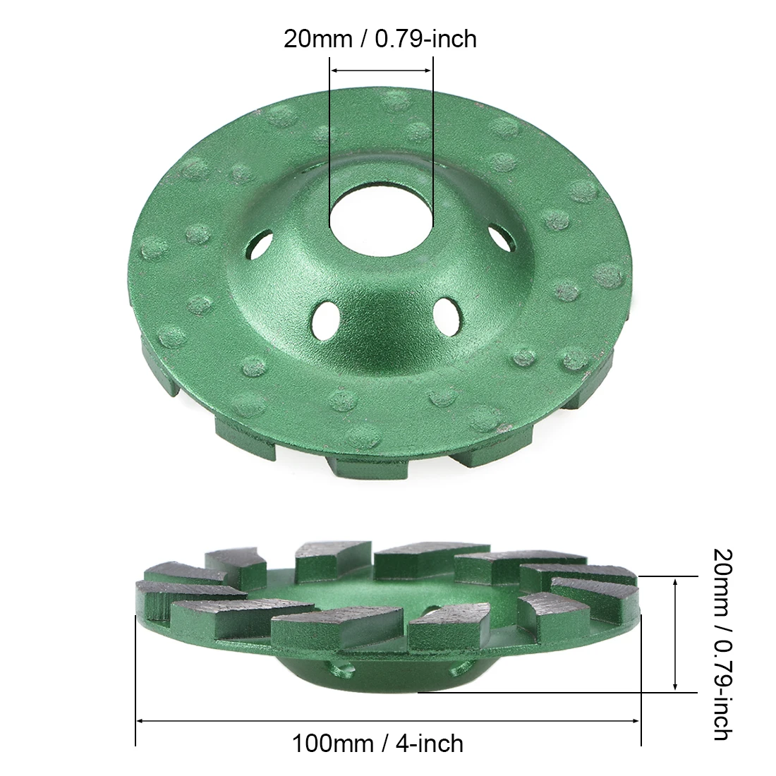 uxcell 3-1/2 /4 Inch Diamond Grinding Cup Wheel Concrete Turbo for Grinder 12/28 Segs Red Green Blue Brass Tone 1pcs
