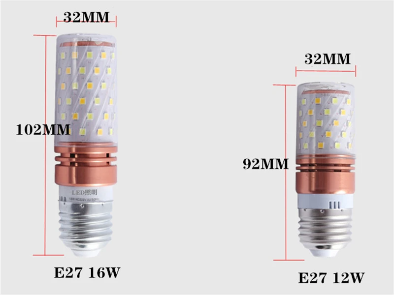 Без мерцания E27 светодиодный светильник 12 Вт 16 Вт SMD2835 AC85-265V E14 светодиодная лампочка Кукуруза лампы Люстра в форме свечи светильник для украшения дома