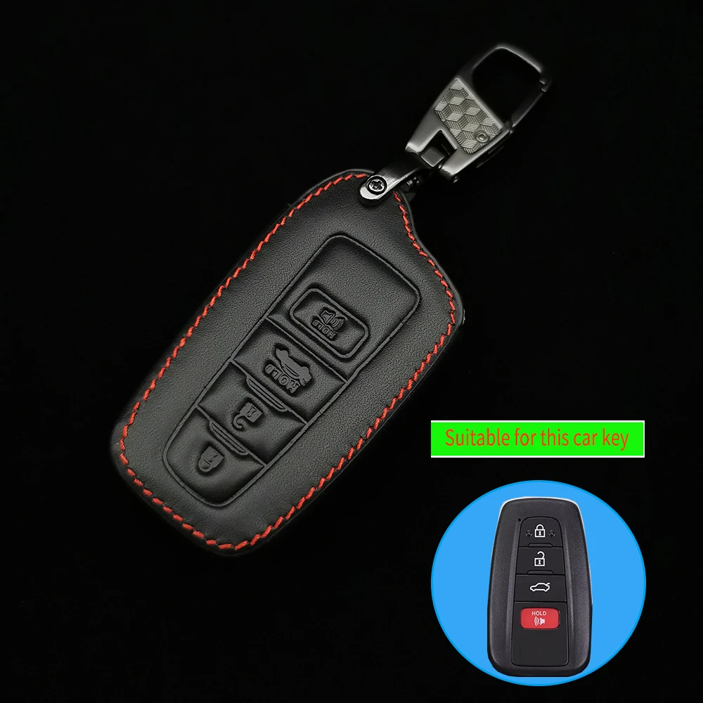 For Toyota Camry RAV4 Car Protective Case 4 Button FOB Remote Key Leather Cover 