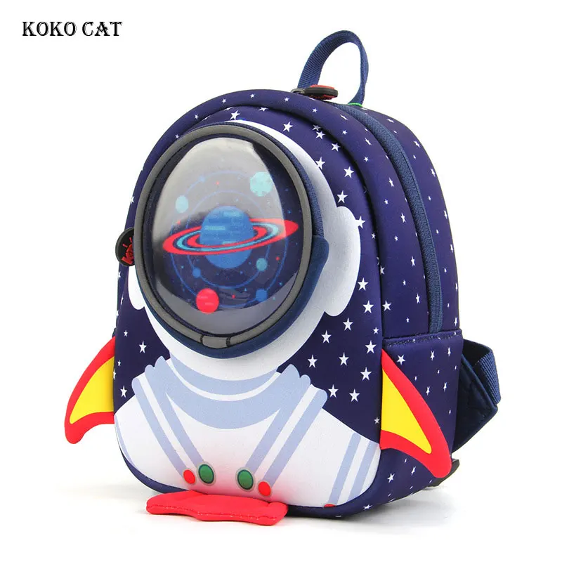 Детский рюкзак KOKO CAT объемный с изображением мультяшной ракеты книжный мешок для