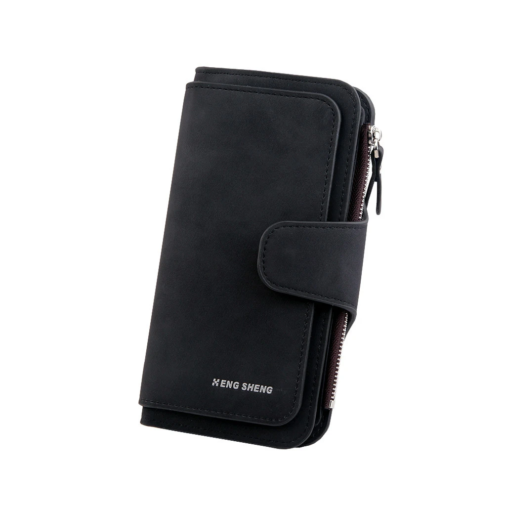 Оригинальные роскошные мужские портмоне длинный женский кошелек, бумажник мужской клатч кожаный на молнии кошелек для телефона деловая монета 826 - Цвет: BK