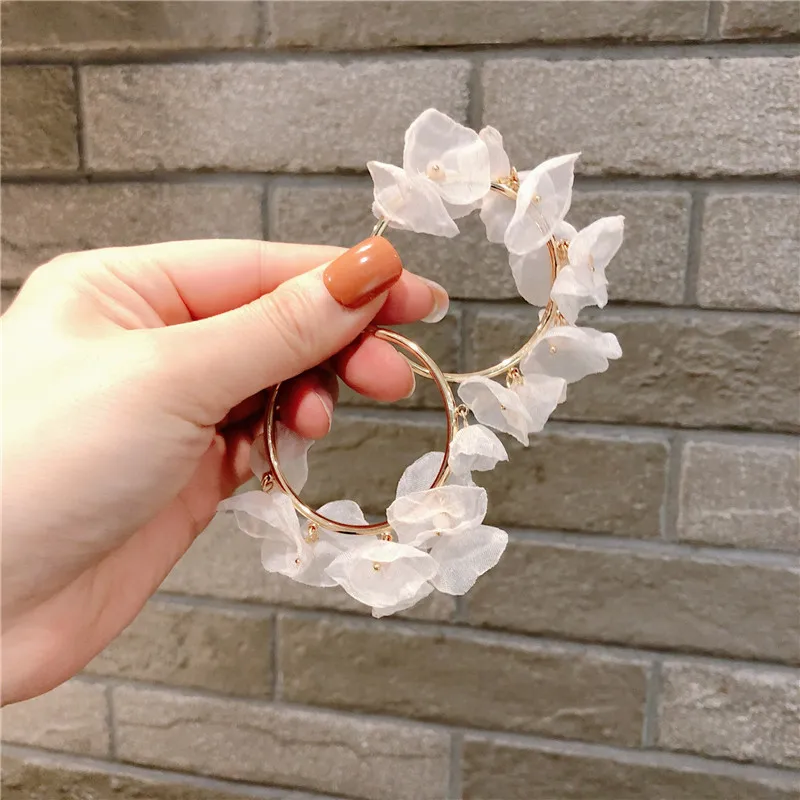 3 цвета шифон Petalo di Fiore Orecchini A Cerchio Per Le Donne Nuovo Boho пляжный праздник Dichiarazione Cerchio pendientes