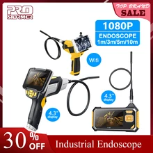 PROSTORMER 4,3 дюймов промышленный эндоскоп 1080P Инспекционная камера для ремонта авто инструмент змея жесткий ручной Wifi эндоскоп Android