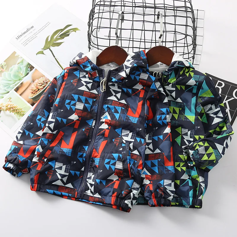 

Jlg12 Children Geometric Pattern CHILDREN'S Jacket 2020 Spring Zipper Hoodle Jacket