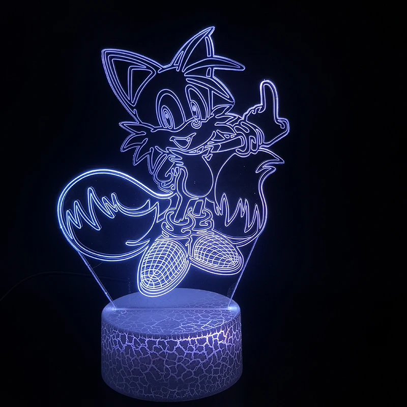 Животное, мультяшная кошка, лучший друг Соника, 3D лампа, хвосты, милый подарок для подростка, Usb Led ночник, светильник для фестиваля, голограмма