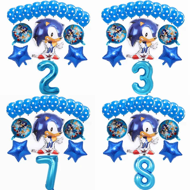 Sega Sonic the Ежик двойной шар из фольги супергероя для мальчиков и девочек звуковой