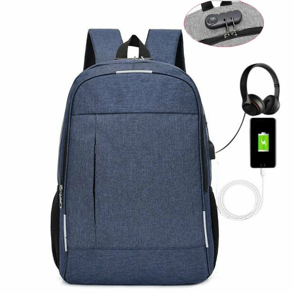 blue backpack Женский мужской модный рюкзак Противоугонный мужской s USB с зарядным портом рюкзак водонепроницаемая сумка для ноутбука дорожная школьная сумка - Цвет: blue backpack