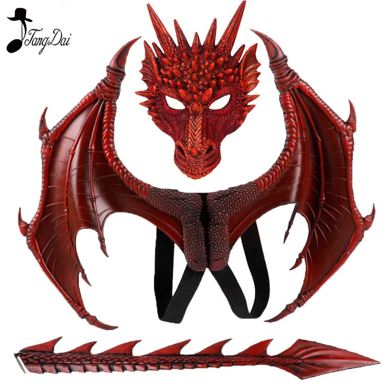 

Animal Cospty Dragon Costume Purim Christmas Gift Carnival Party Kids Cosplay Set Wing and Tail Children's day faucet Costume