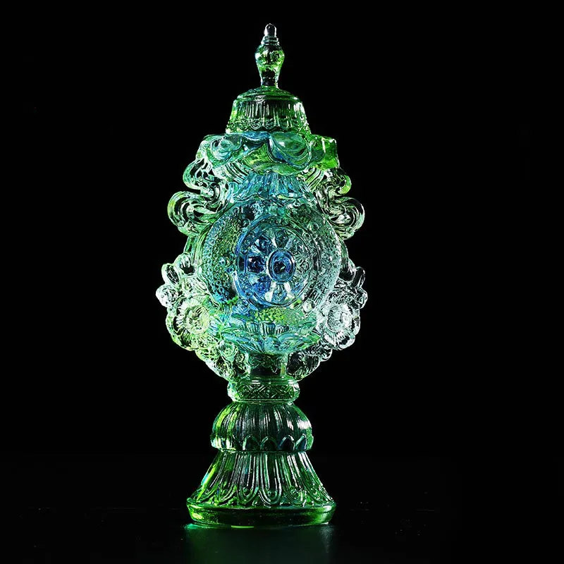 Ancient Glass Combination Eight Auspicious Ornaments Tantric for Buddha Auspicious Eight Treasures Collection Tibetan Buddhism