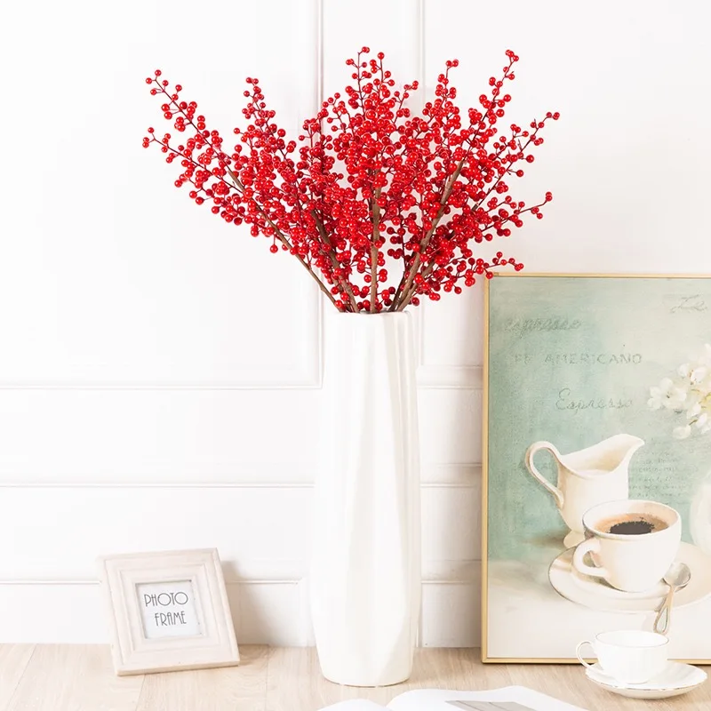 Tiges De Baies Rouges Artificielles Pour Décoration Noël - Branches Houx Bordeaux, 37-59 Cm - Pour Sapin, Couronne, Mariage, Déco Hivernale
