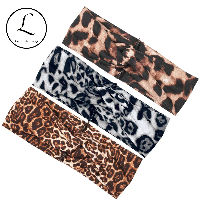 GZHilovingL Print Leopard Headband For Women 2020 New Girls Elastic Cross Knotted Hairband Turband Ladies Sport Hair Accessories |