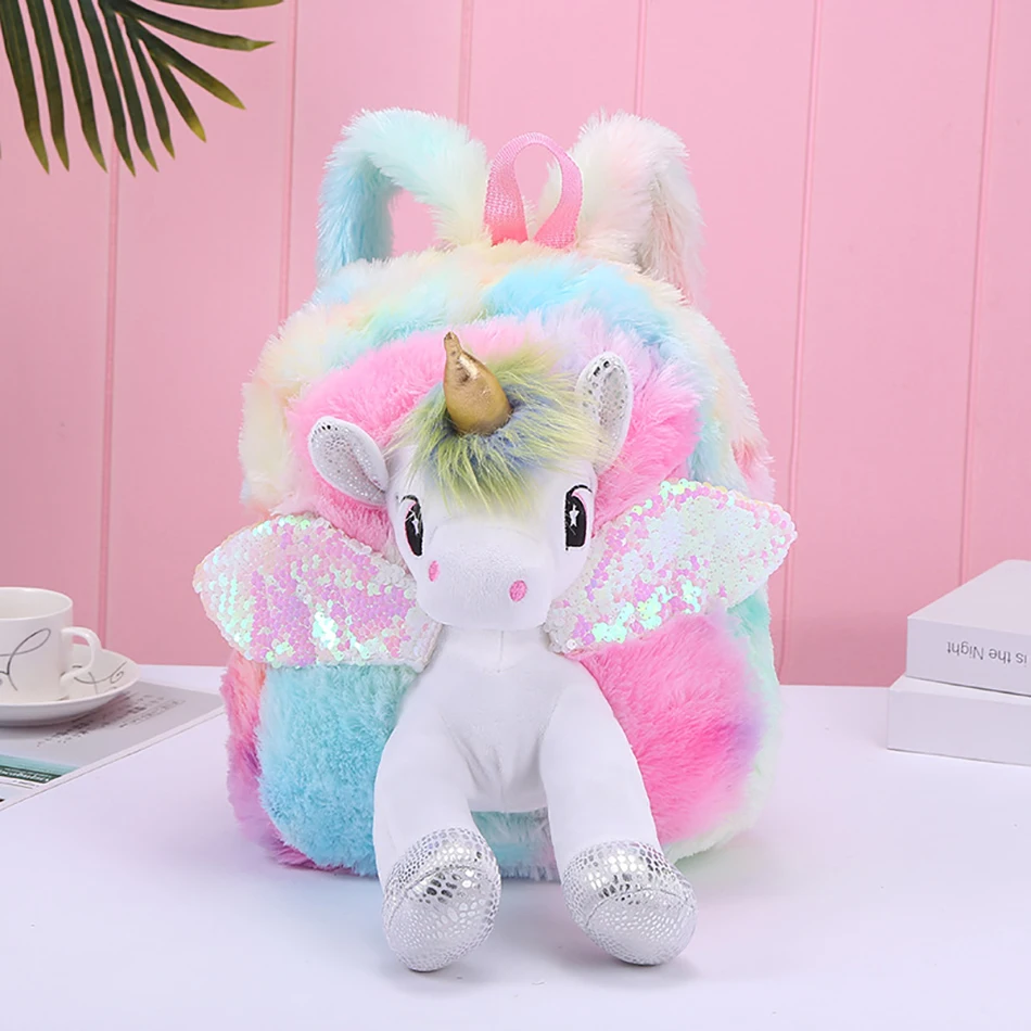 Unicorns Cartoon School Book Bag Backpacks Cute Fashion 3D Fur Backpacks For Girls Travel Backpack Children 5 Hd3954a674d6944159e763da8e9dd21c73