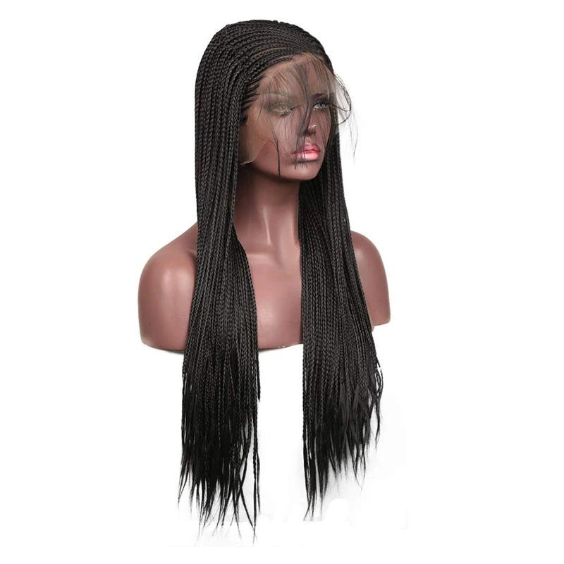 RONGDUOYI 13x6 синтетические парики на кружеве для женщин длинные черные плетеные косички парики термостойкие бесклеевые передние парики на шнурке