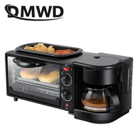 110V Electric Breakfast Machine 3 in 1 Multifunction Breakfast Maker Mini Drip Coffee Maker Bread Pizza Oven Frying Pan Toaster 2