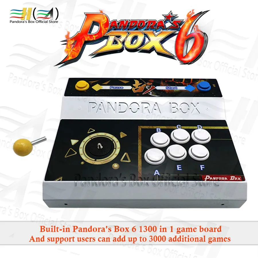 Новинка Pandora box 6 1300 в 1 одинарный Железный консоль аркадная игра fight stick Поддержка FBA MAME PS1 может добавить 3000 игр 3d tekken