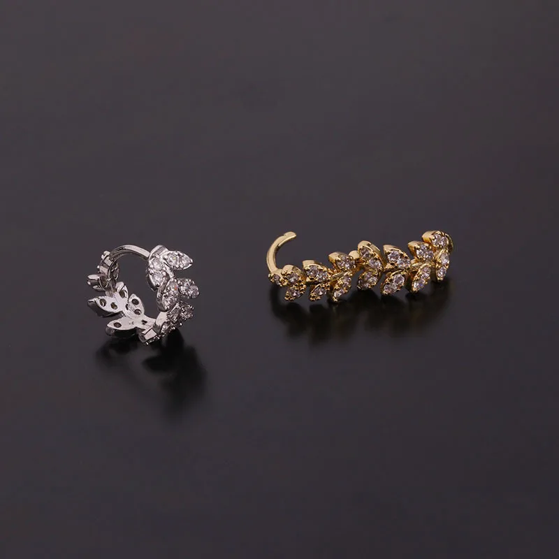 1Piece Plate Stainless Steel Earrings for Women Jewelry 2021 Zircon Star Round Leaf Piercing Stud Earrings for Teens