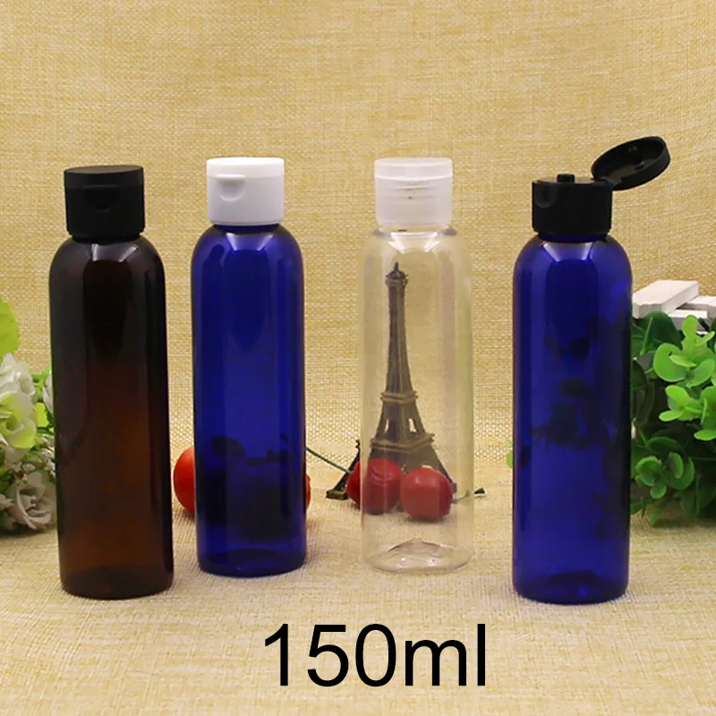 

150ml Cosmetic Plastic Bottle Flip Cap Face Cleanser Toners Water Packaging Shampoo Cream Lotion Travel Container Free Shipping