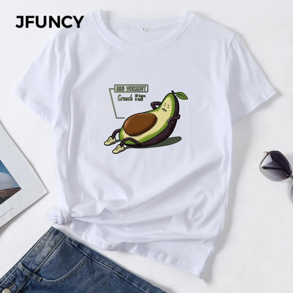 Футболка JFUNCY женская с круглым вырезом повседневный смешной топ из чистого