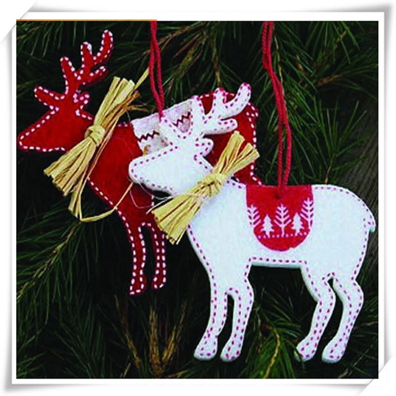 

2 Pcs Painted Elk Pendant Christmas Tree Decoration Xmas Decor Deer Ornaments For Home Party Christmas Decorations