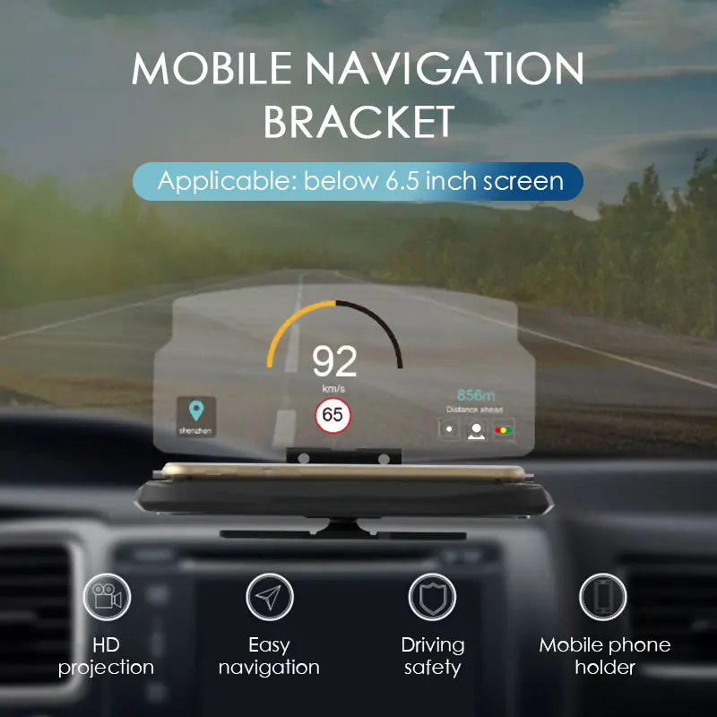 Vehemo Черный ABS автомобильный навигатор HUD авто телефон Монтажный кронштейн gps Pratical проекция мобильный автомобильный телефон Монтажный кронштейн крепление