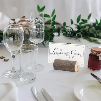 

20PCS Place Card Holders with 40PCS Place Cards Wood Table Number Stands Picture Memo Clip Note Photo Clip for Wedding Party