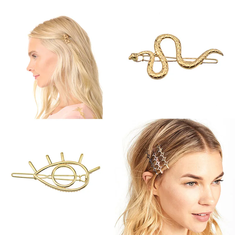 

2019 Hot Sale Women Girls Elegant Gold Color Hairpins Alloy Eye Star Hair Clips Barrettes Female Hair Styling Accessories