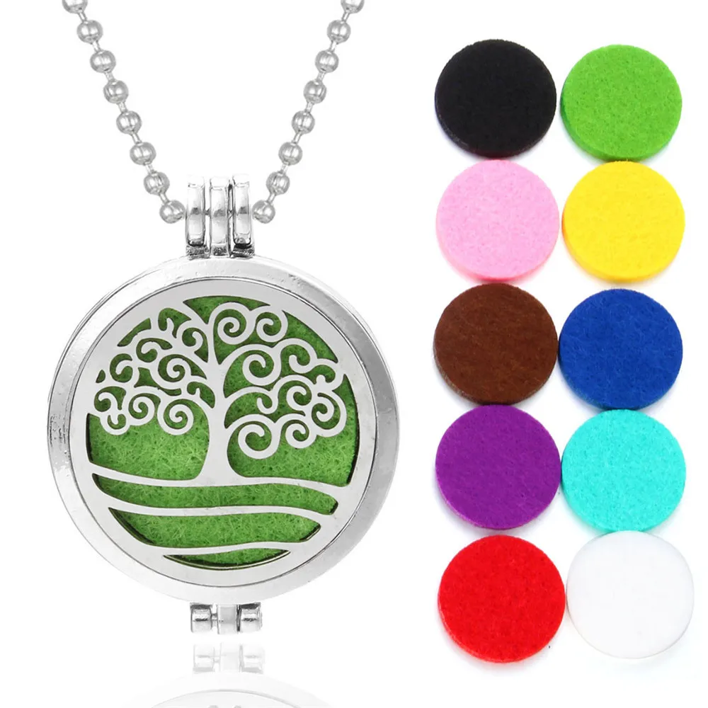 New Aroma Aromatherapy Diffuser Necklace Open Lockets Pendant Perfume Essential Oil Aromatherapy Locket Necklace with Pads