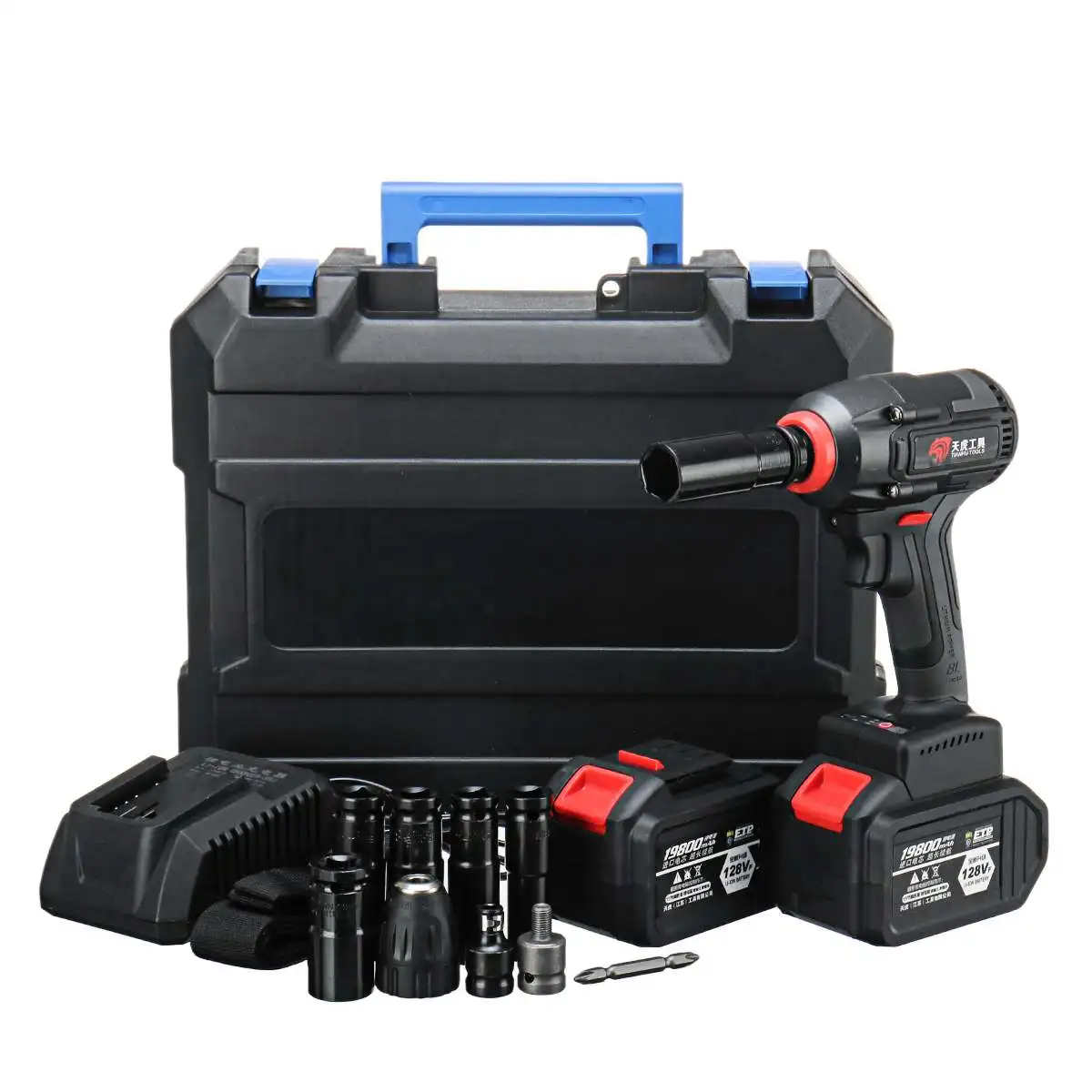 two batteries 128V 520NM бесщеточный Электрический ключ, дюймовый стандарт 19800mAh большой Ёмкость Мощность гаечные ключи Tool 1 или 2 литиевых батарей 110 V-240 V 50/60Hz - Цвет: two batteries