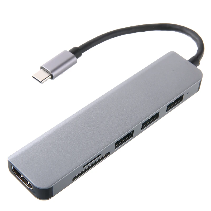 

Pohiks 1 шт. Портативный прочный 6-в-1 Тип-C 4K HDMI-совместимость с USB 3,0 адаптер-разветвитель для MacBook Pro портативных ПК