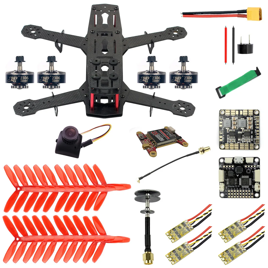 DIY 250 полный комплект FPV Квадрокоптер камера Дрон мм рамка из углеродного волокна
