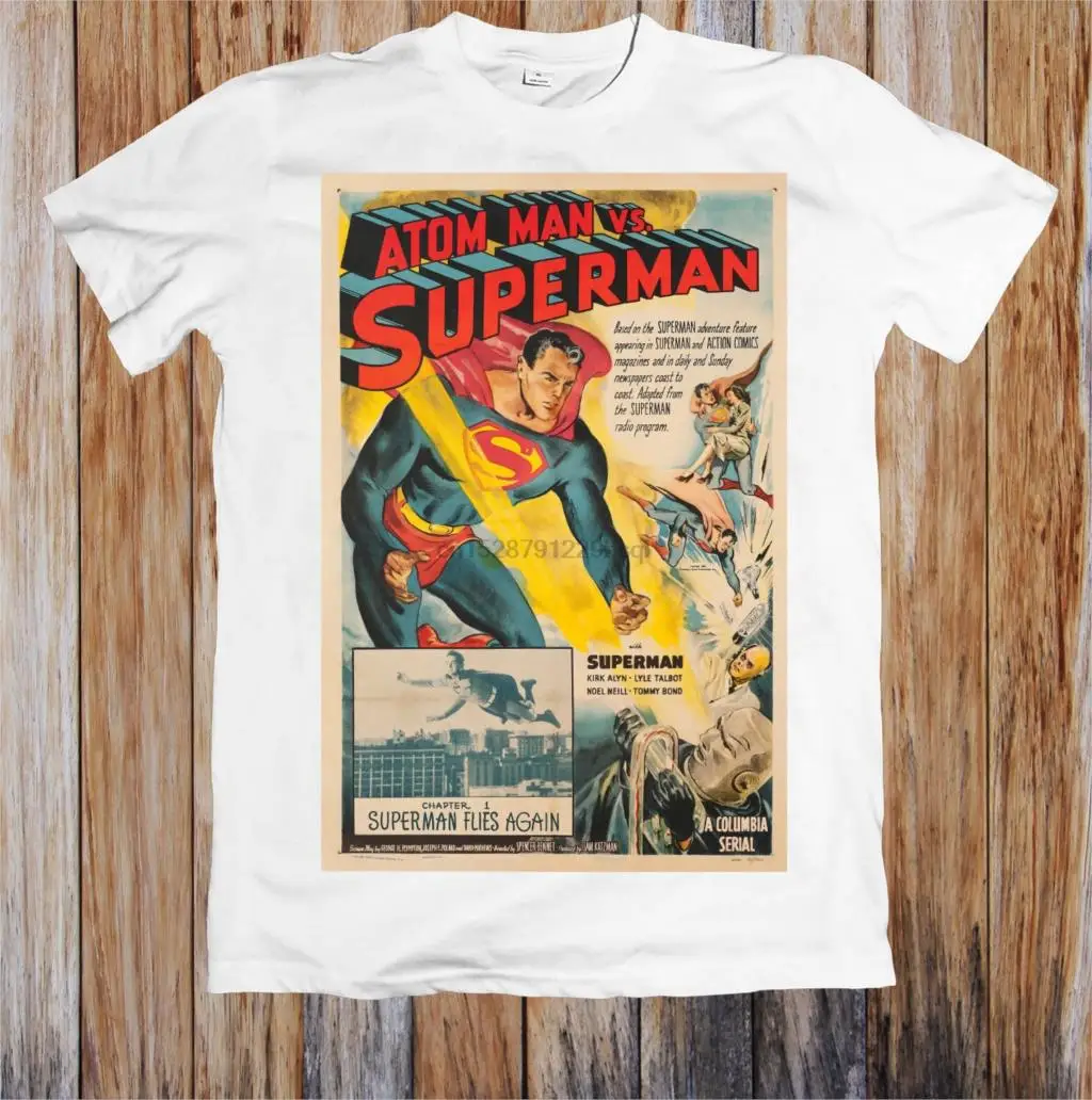 ATOM MAN vs. SUPERMAN 1950 Ретро стиль Постер из фильма унисекс футболка классная