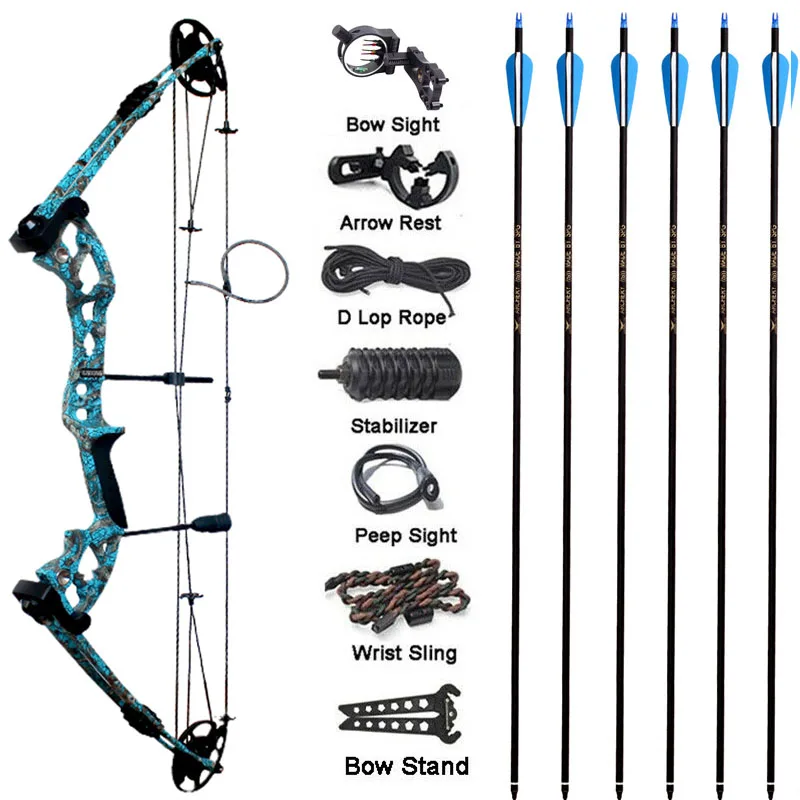 New!! 1 Set Of Archery 30-70 Pounds Compound Bow With Bow Sight Stabilizer Shooting Fishing Wheel Bow  320fps For Hunting Accessories