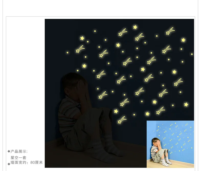 Shining Fluorescent Stickers Star Luminous Sticker Creative Wall Stickers Bedroom Wall Children Roof Ceiling Decoration Stickers