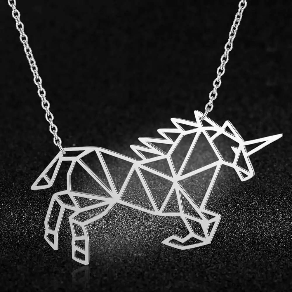 

100% Real Stainless Steel 40cm Unicorn Necklace Italy Design Super Quality Fashion Animal Pendant Necklaces Amazing Design