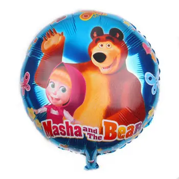 

10pcs 18inch Martha and bear Cartoon Foil Balloons Girl And Bear for 3th 4th 5th birthday party Balloon Baby Shower 3 years old