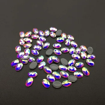 

144pcs Superior Quality Clothing Hot Drilling Loose Diamond Crystal Colorful Oval Flat Rhinestone 3D Fashion Nail Art Decoration