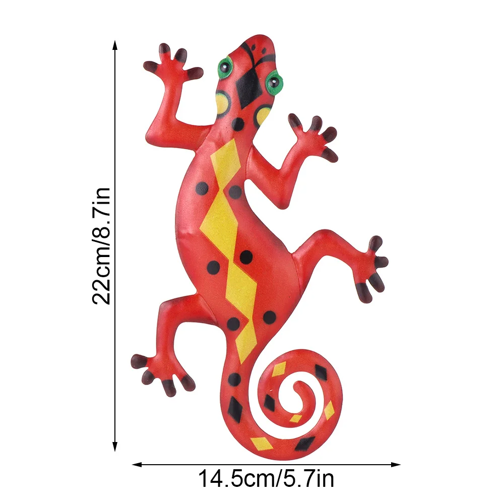 Colorful Metal Gecko/Lizard Wall Decor Art Inspirational Sculptures Garden Backyard Bedroom Indoor Outdoor Hanging Decor 1PC