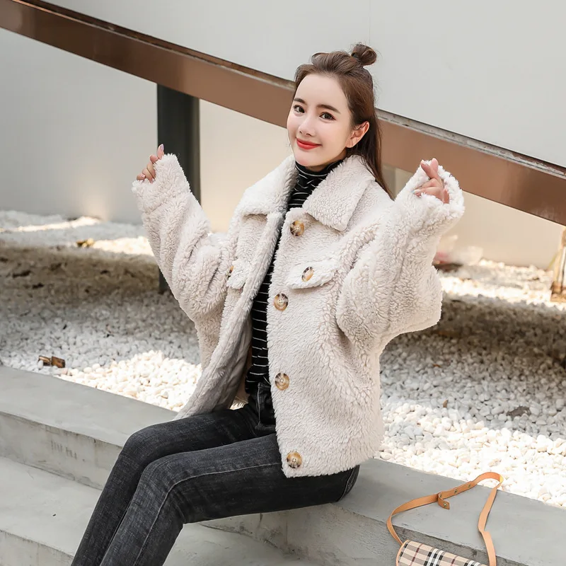 

Women's Fur Coat 2020 New Korean Coat Loose Wild Lambskin Short Overcoat Faux Fur Coat Plus Size Coat Women Winter Woman Coats
