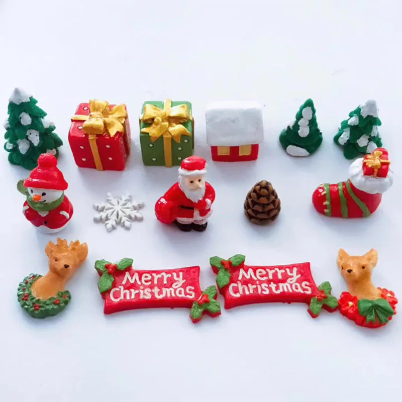 Christmas Snowscape Resin Micro Landscape Miniature Decoration Ornament Scrapbook Figurines Garden Home Car Decor | Дом и сад