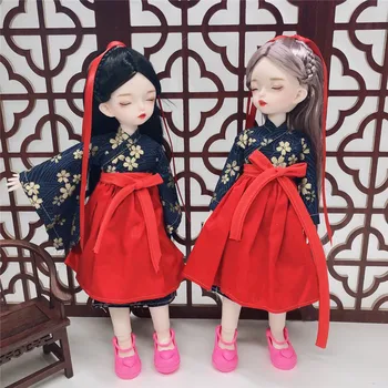 

28cm Sleeping Eye BJD Doll With Beautiful Ancient Costume Dress 21 Joint Movable Close Eyes Dolls Toys For Children Girl Gift