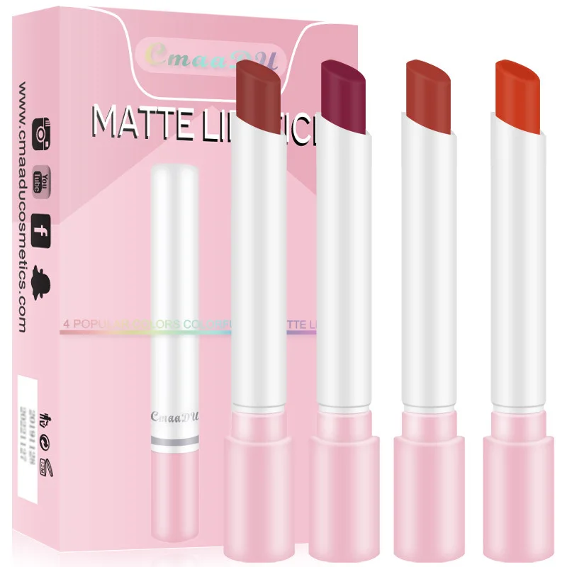 New!! Cmaadu 4pcs/set Cigarette Lipstick 8 Colors Velvet Matte Lip stick Waterproof Pigment Nude Batom Pintalabios Makeup Kit |