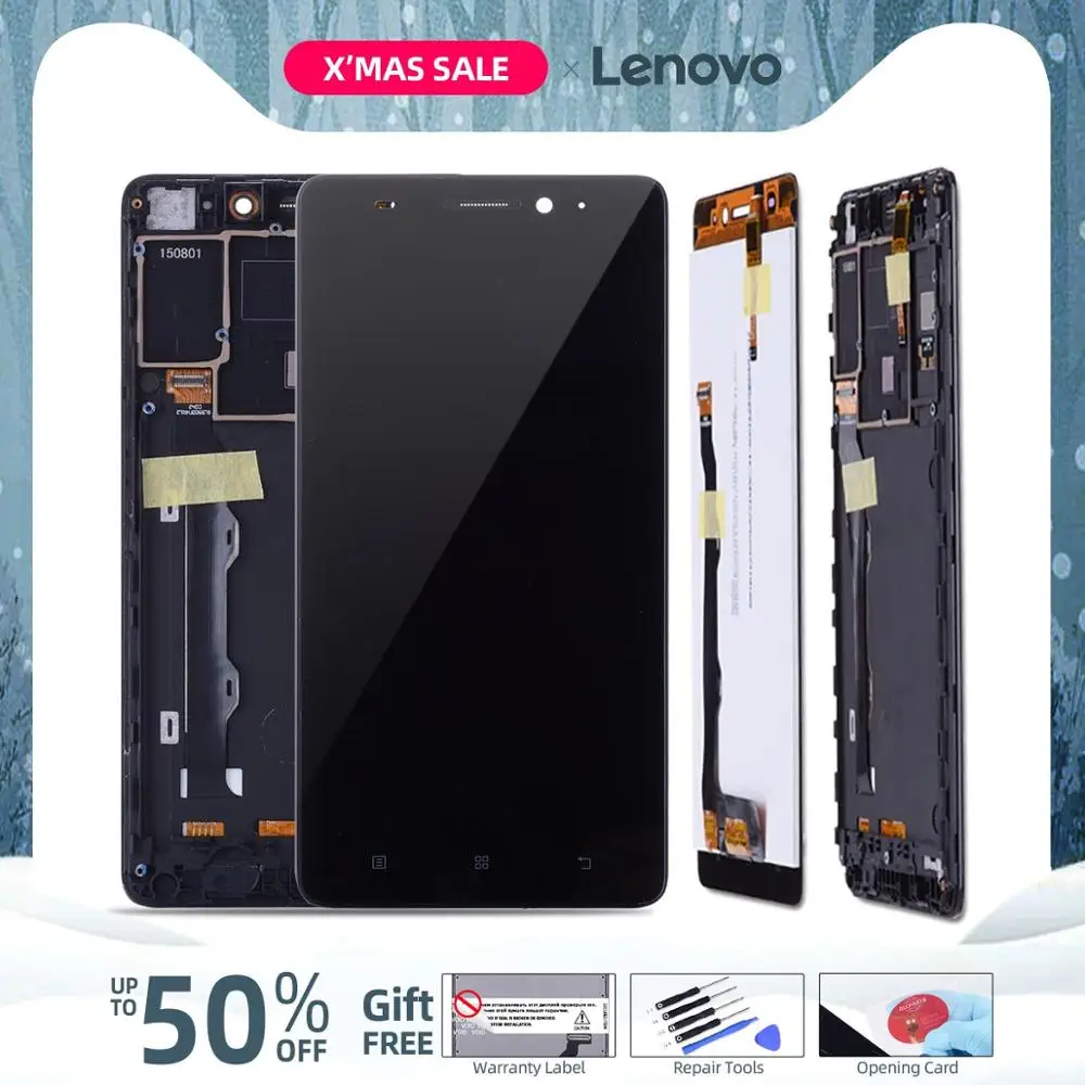 Дисплей для Lenovo K3 Note LCD K50-T5 в сборе с тачскрином на рамке черный