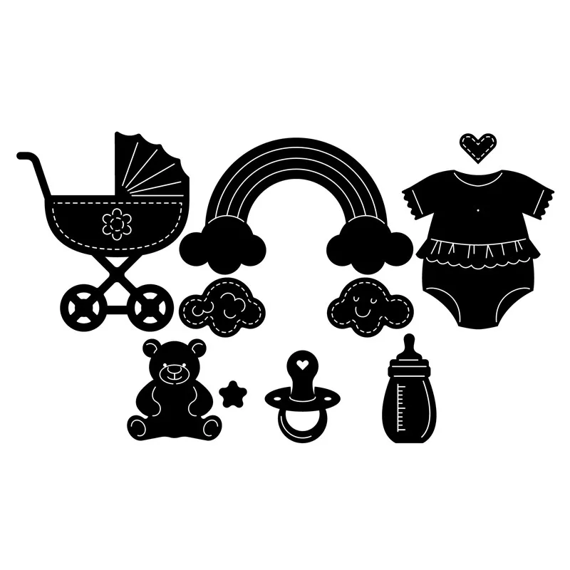 

DiyArts New Baby Born Metal Cutting Dies Rainbow Cloud Dies DIY Etched Dies Craft Paper Card Making Scrapbooking Embossing