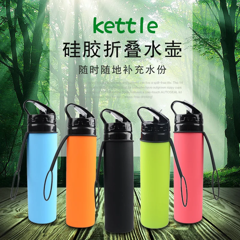 

Creative Gifts 600ml Foldable Silicone Water Bottle Travel Running Children Students Sports Bottle Insulated