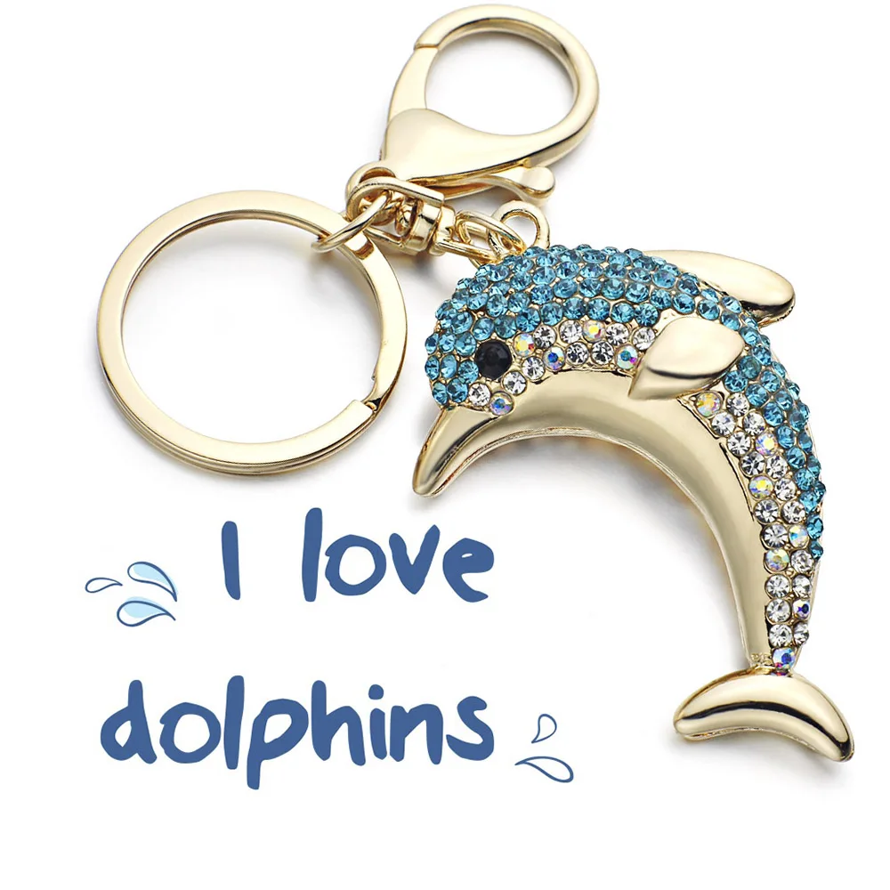 Dalaful Lucky Dolphin Кристалл Новинка животное Модный Брелок Сумочка пряжка Сумочка Подвеска для автомобиля брелок держатель для женщин K228